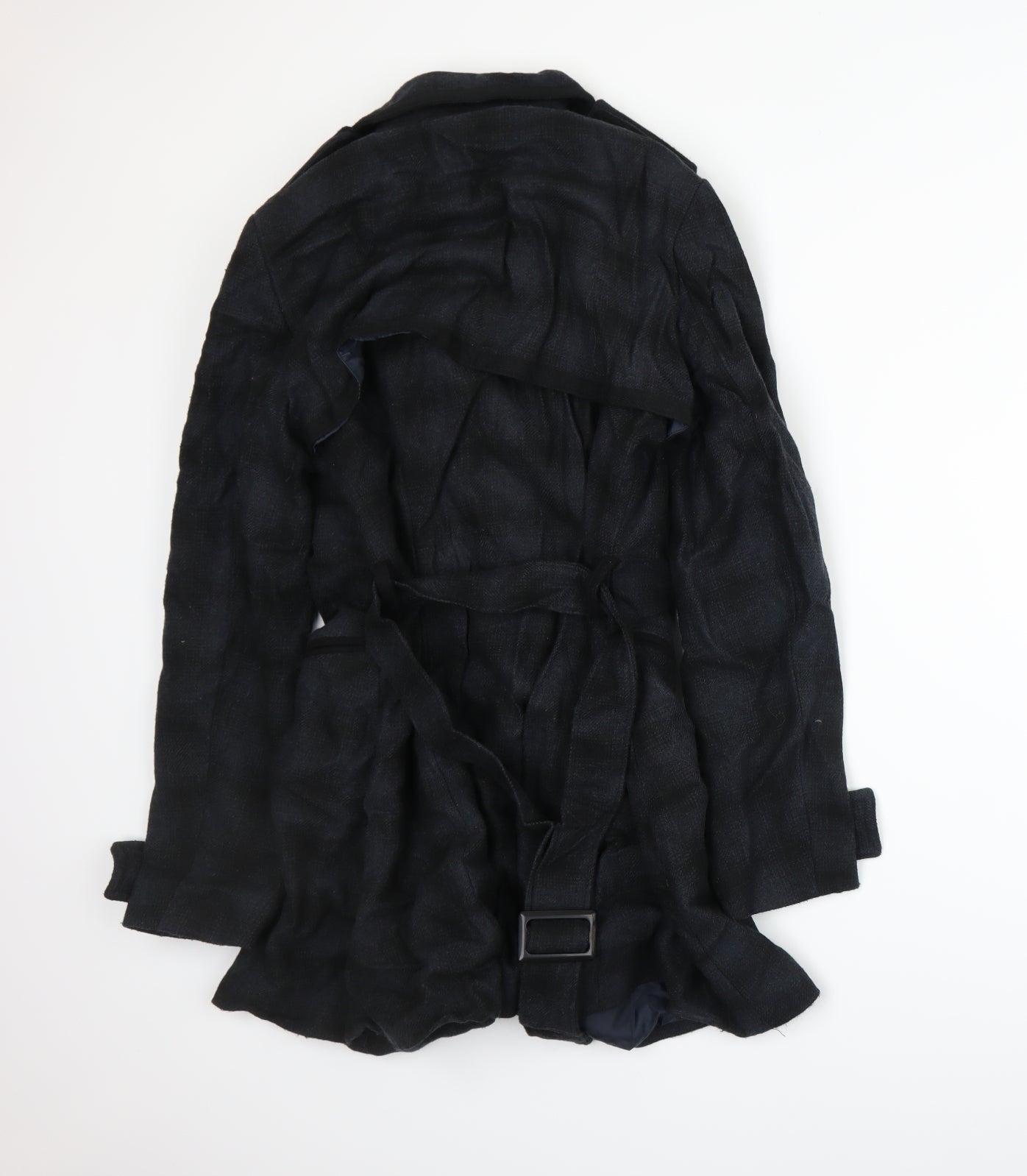 New Look Womens Blue Plaid  Overcoat Coat Size 14