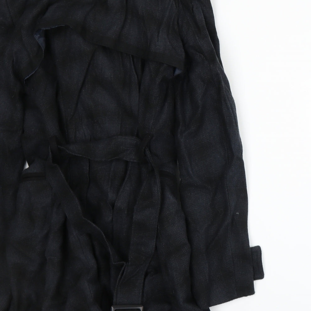 New Look Womens Blue Plaid  Overcoat Coat Size 14