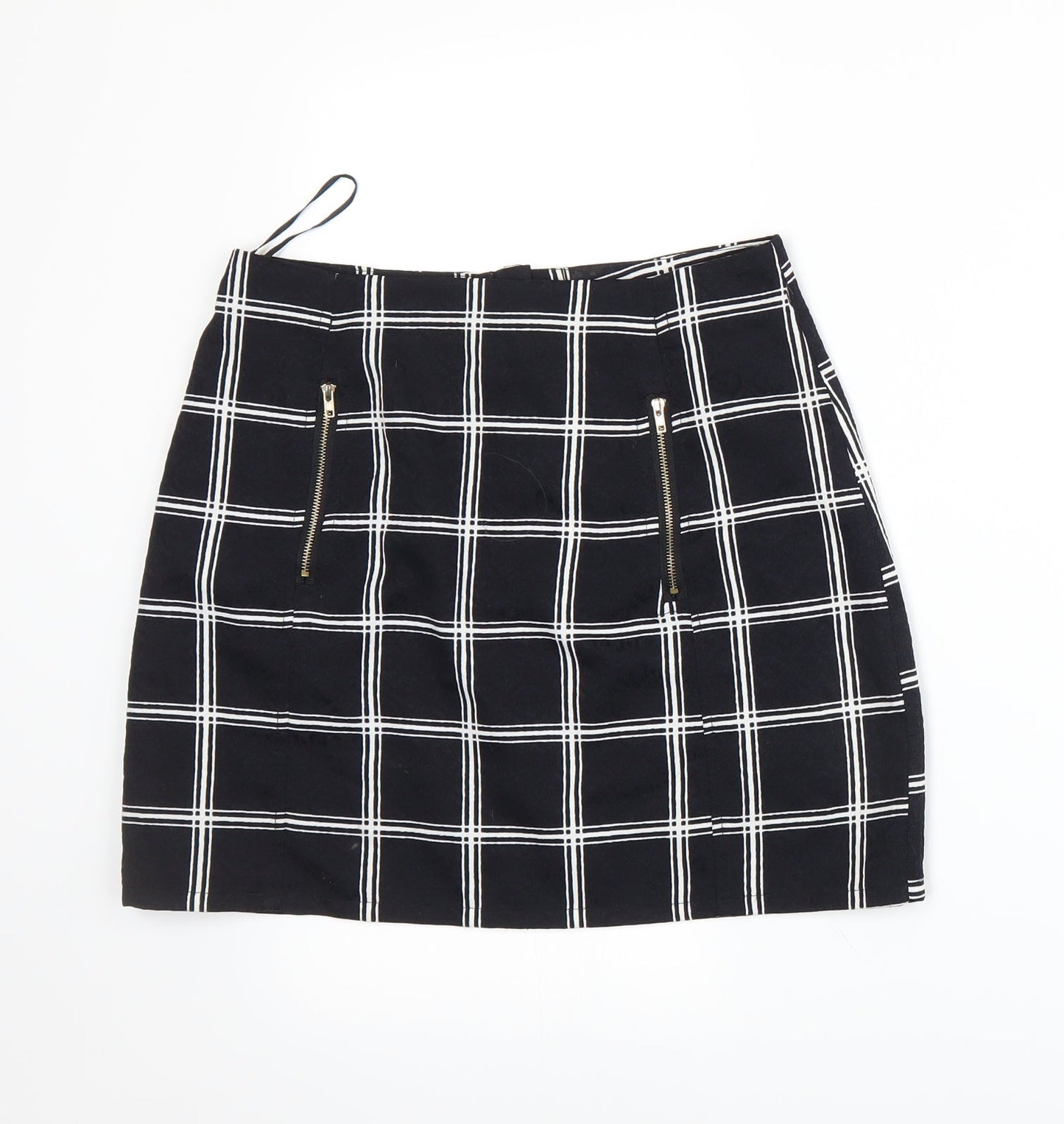 Urmoda Womens Black Plaid  A-Line Skirt Size XS