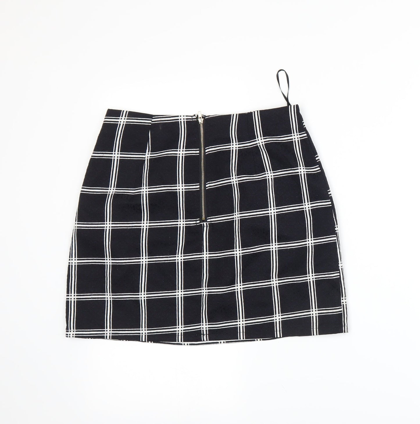 Urmoda Womens Black Plaid  A-Line Skirt Size XS