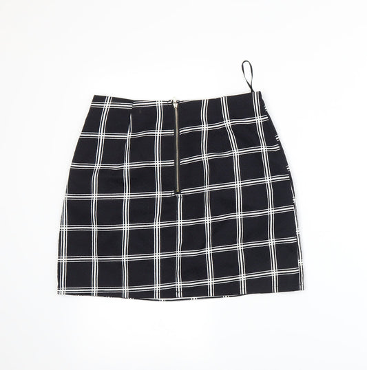 Urmoda Womens Black Plaid  A-Line Skirt Size XS