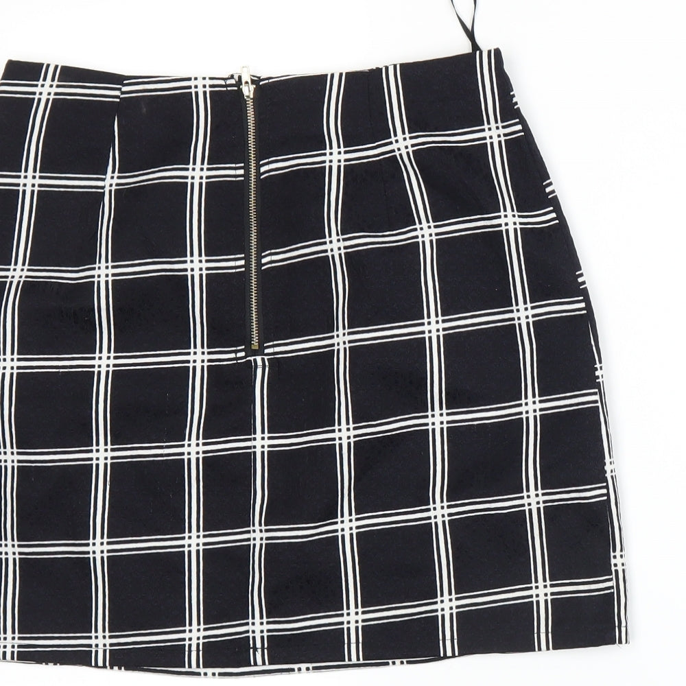 Urmoda Womens Black Plaid  A-Line Skirt Size XS