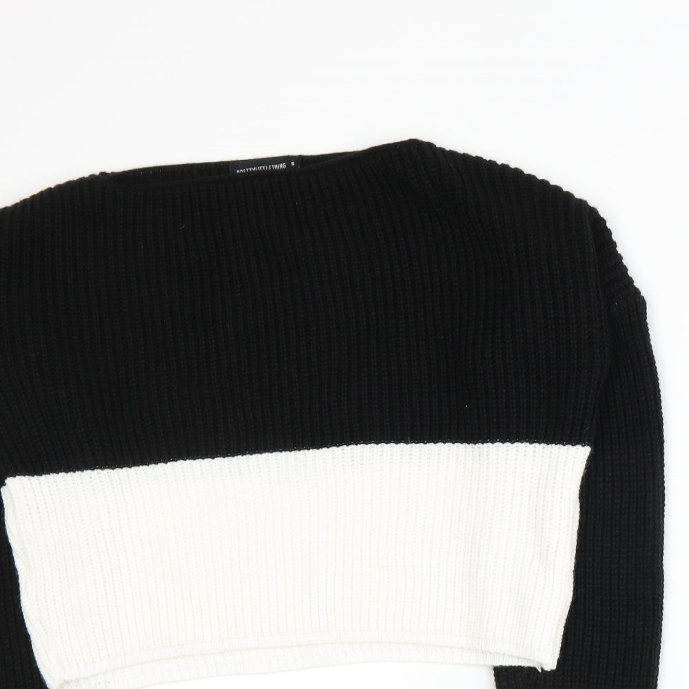 PRETTYLITTLETHING Womens Black  Knit Pullover Jumper Size S