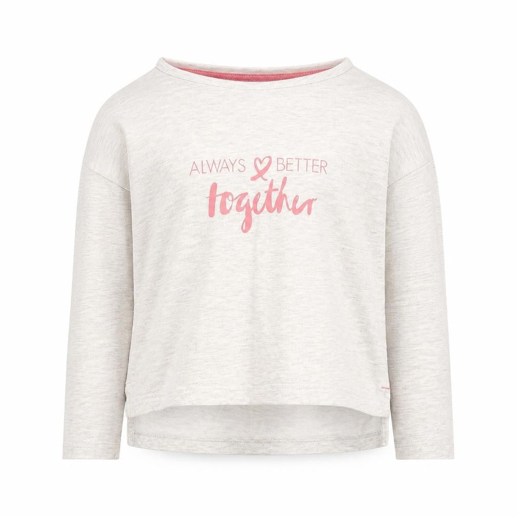 Front view of Lily & Dan girls’ grey jersey pullover sweatshirt, size 8-9, years