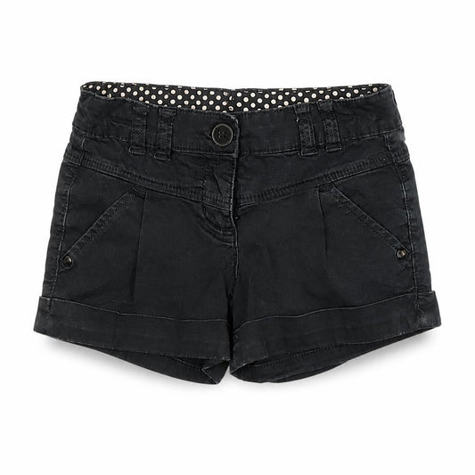 Front view of Next girls’ black paperbag shorts, size 6, years