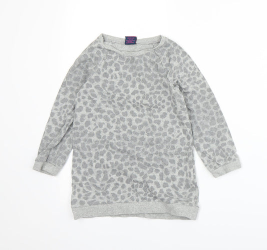 Emma Runton Girls Grey Animal Print Jersey Pullover Sweatshirt Size 5-6 Years