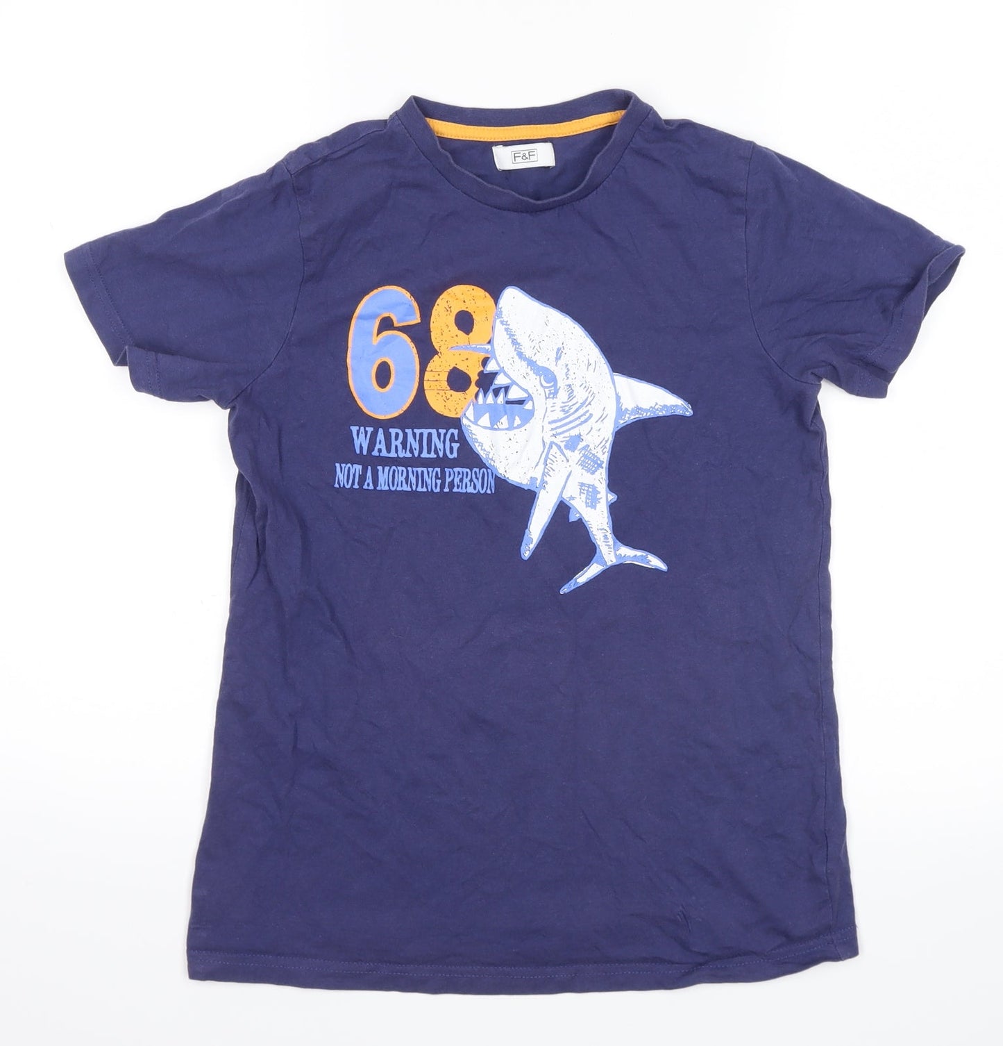 F&F Boys Blue   Basic T-Shirt Size 11 Years  - shark