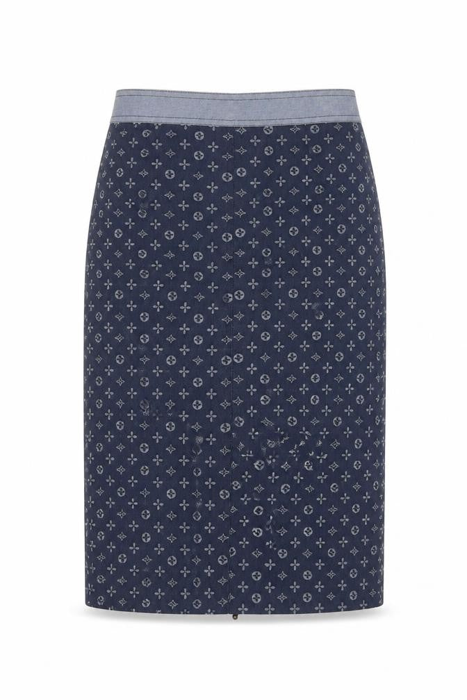 Front view of Vintage women’s blue straight & pencil skirt, size UK 10