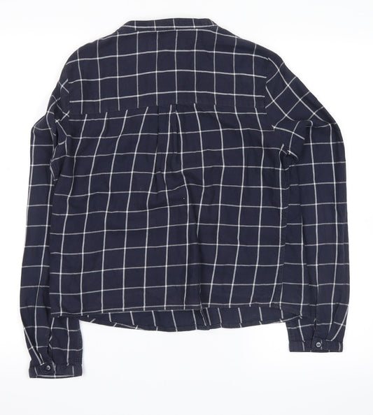 Marks and Spencer Womens Blue Check Flannel Basic Button-Up Size 6