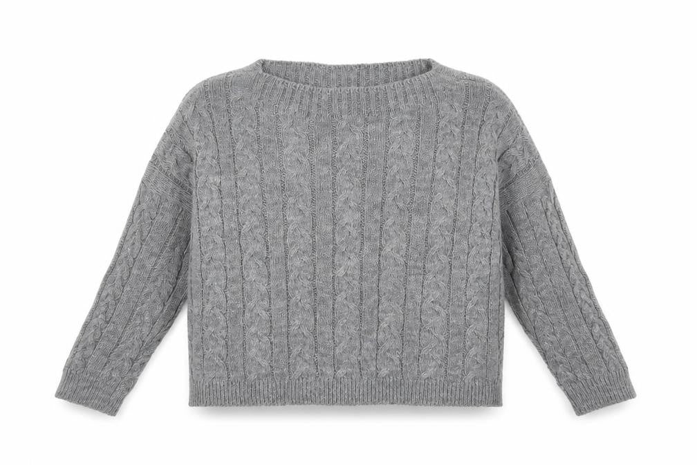 Front view of Preworn women’s gold knit jumper, size L