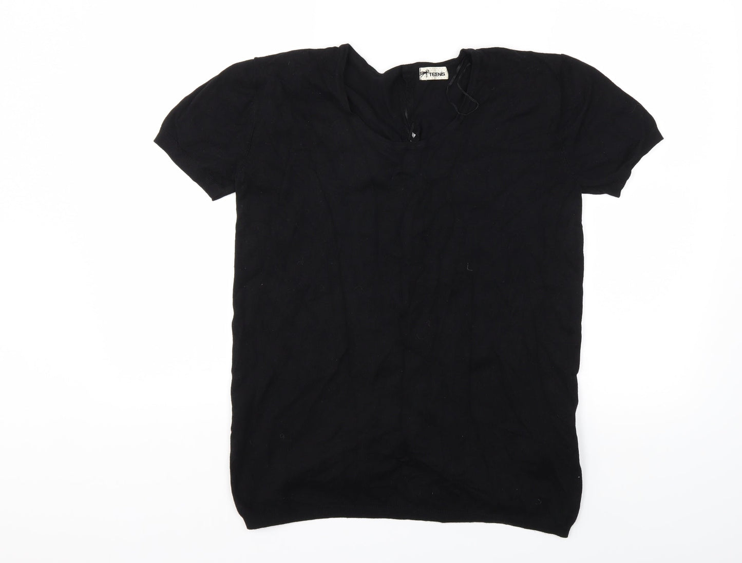 tezens Womens Black  Knit Pullover Jumper Size S