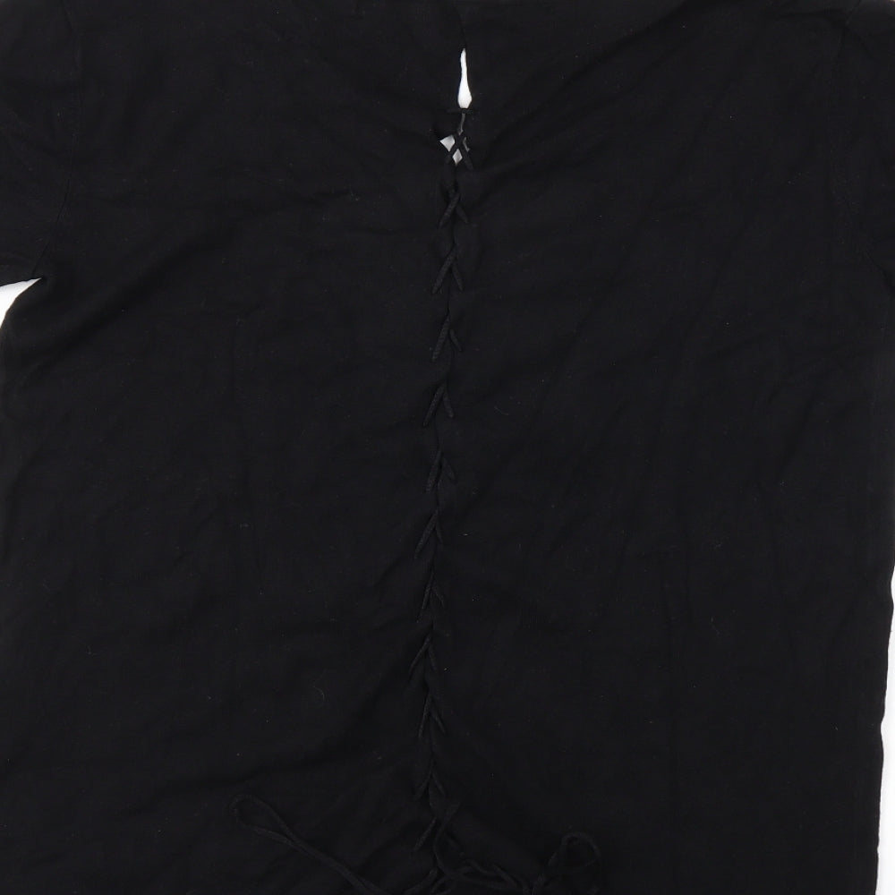 tezens Womens Black  Knit Pullover Jumper Size S