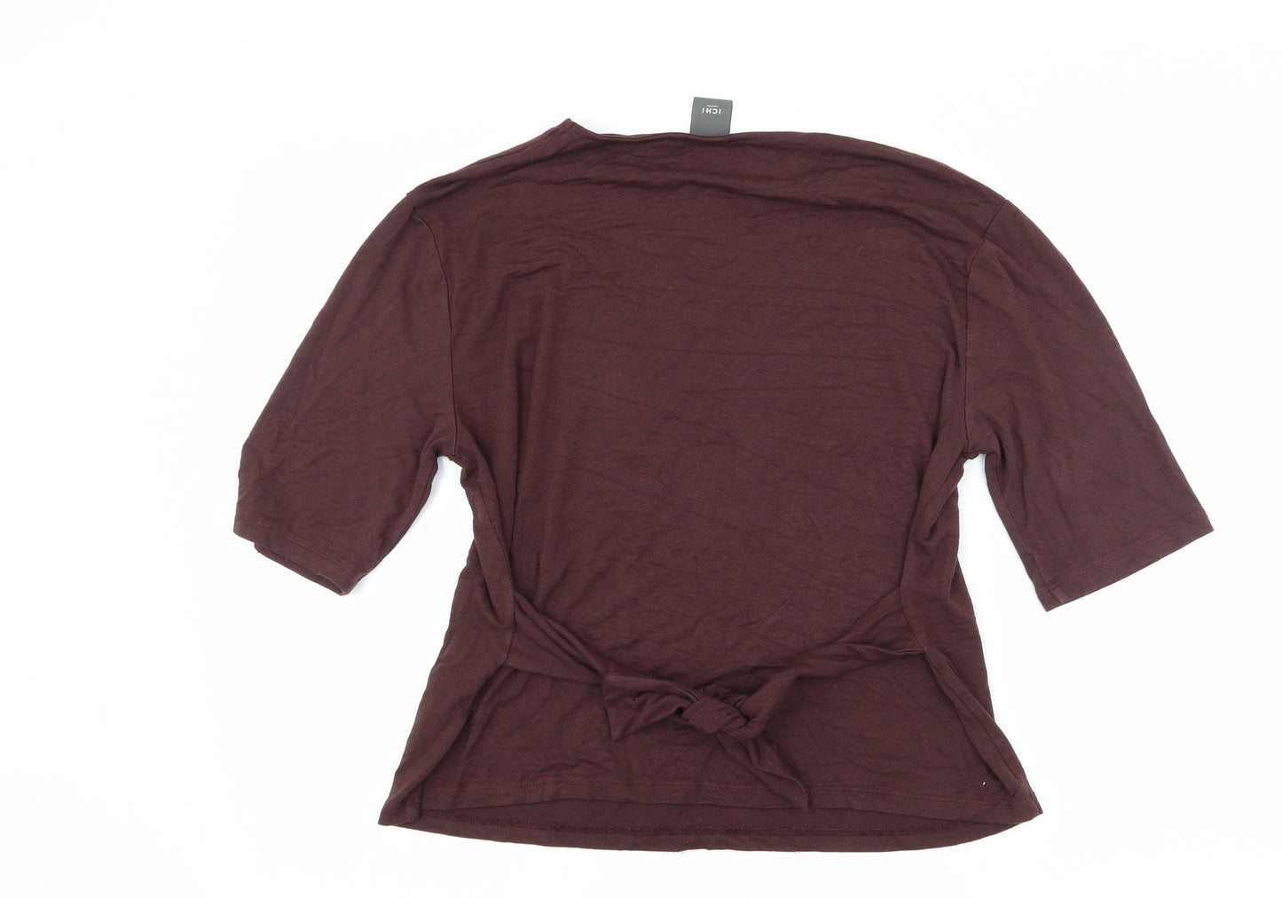 ICHI Womens Brown  Jersey Basic T-Shirt Size XS