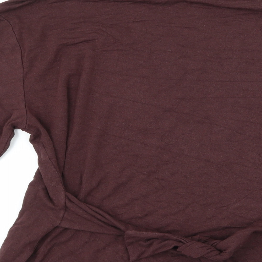 ICHI Womens Brown  Jersey Basic T-Shirt Size XS