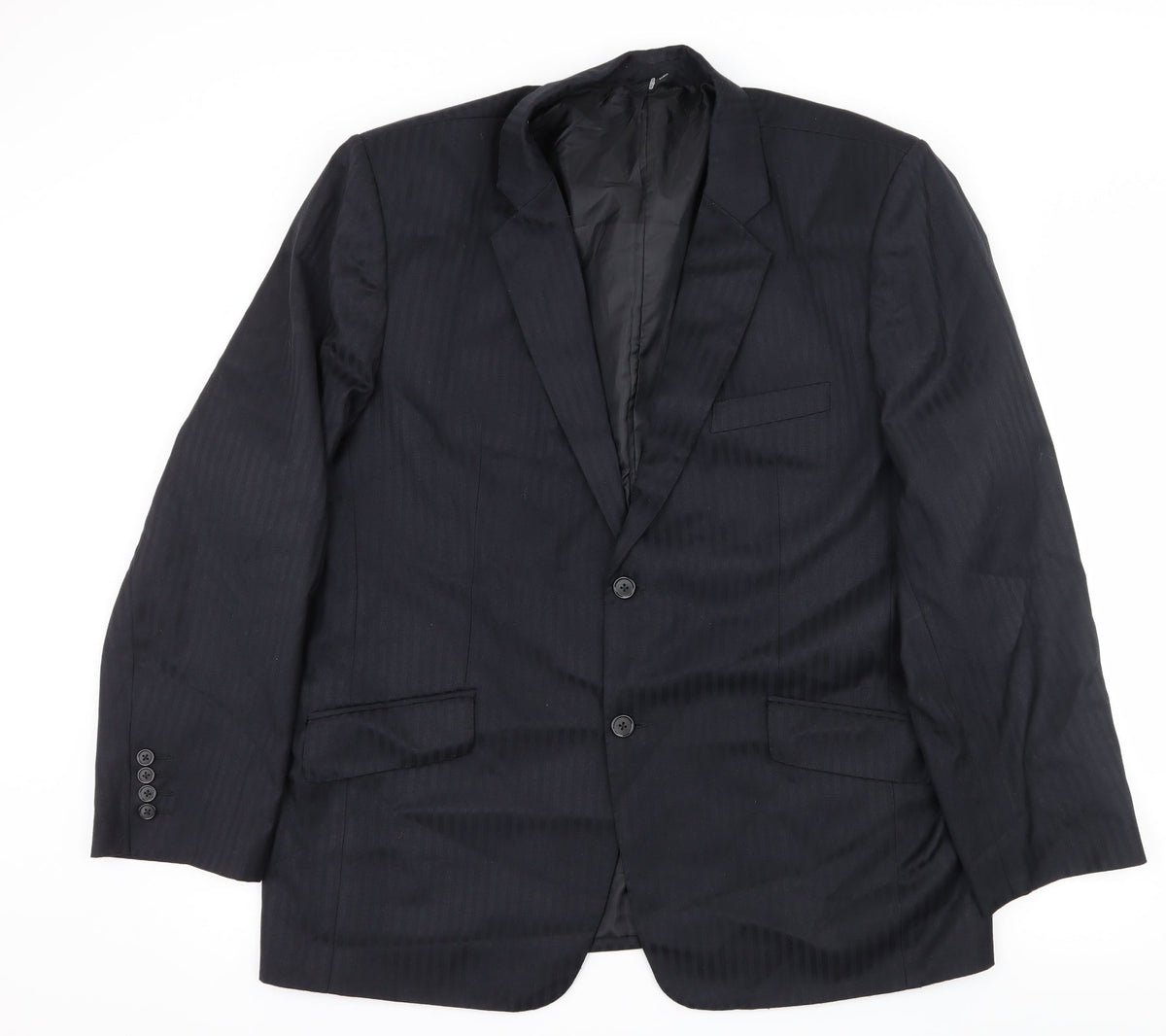 Additional front view of Preworn men’s blue striped jacket suit jacket, size XL