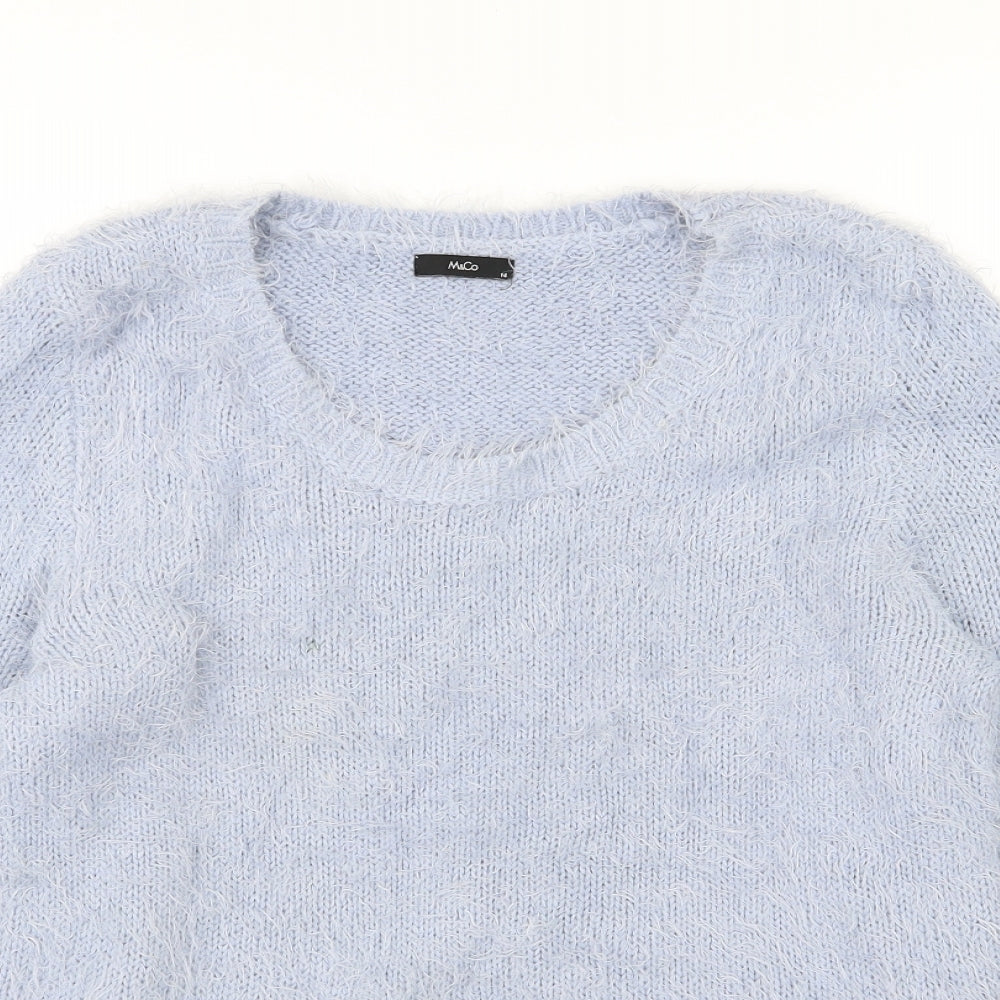 M&Co Womens Blue  Knit Pullover Jumper Size 14
