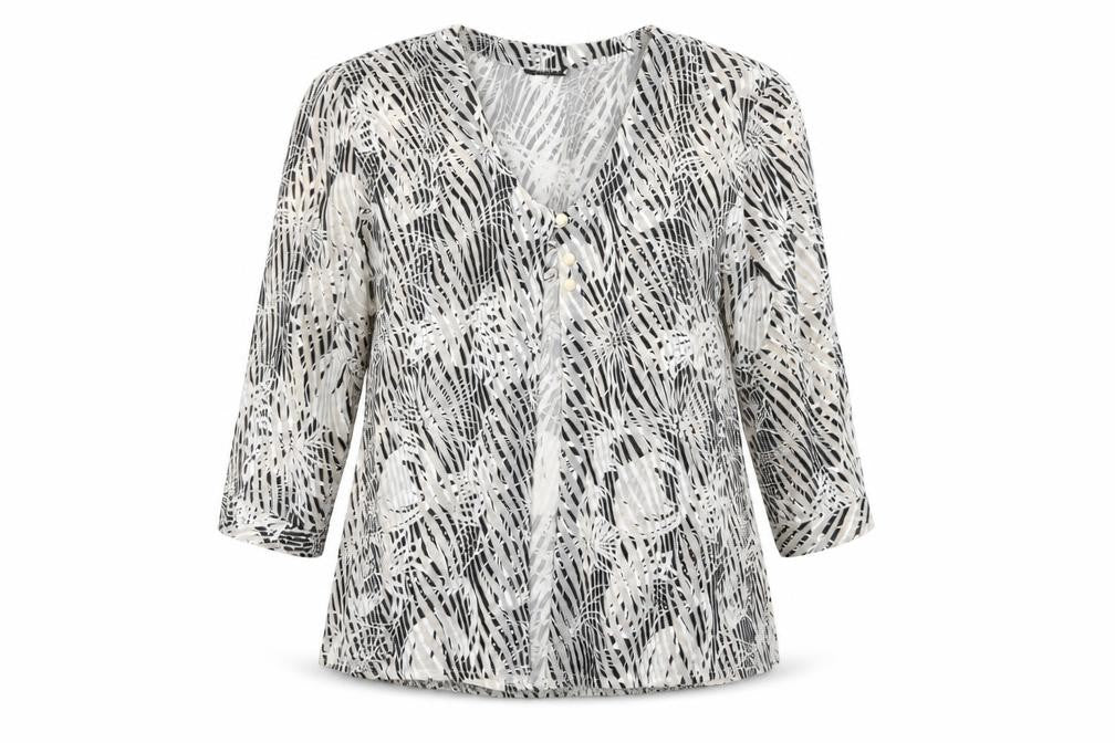 Front view of Michael Gold women’s brown floral basic blouse, size 2XL