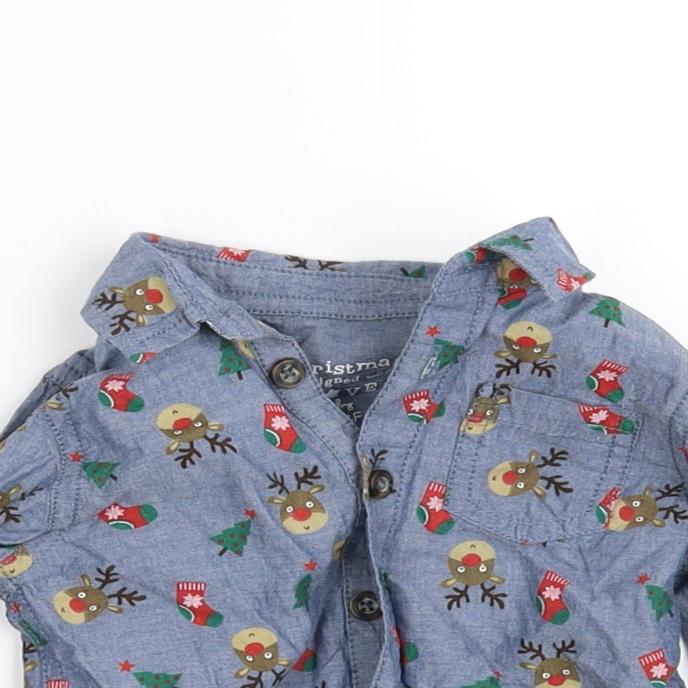 F&F  Blue   Basic Button-Up Size 3-6 Months
