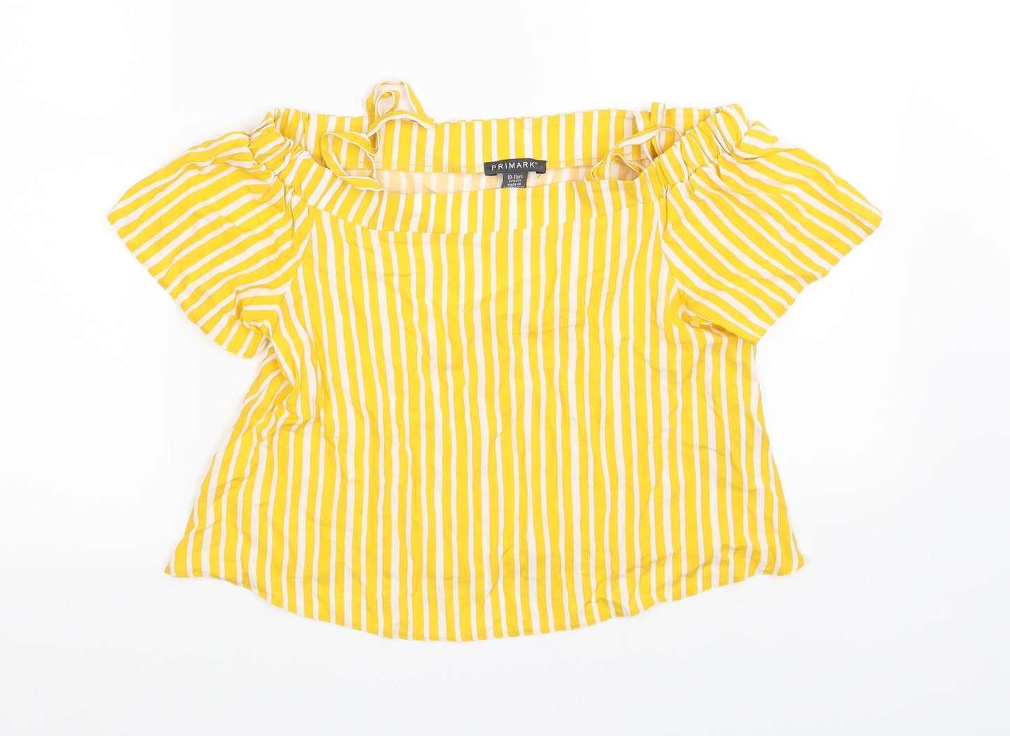 Primark Girls Yellow Striped  Basic Blouse Size 10-11 Years