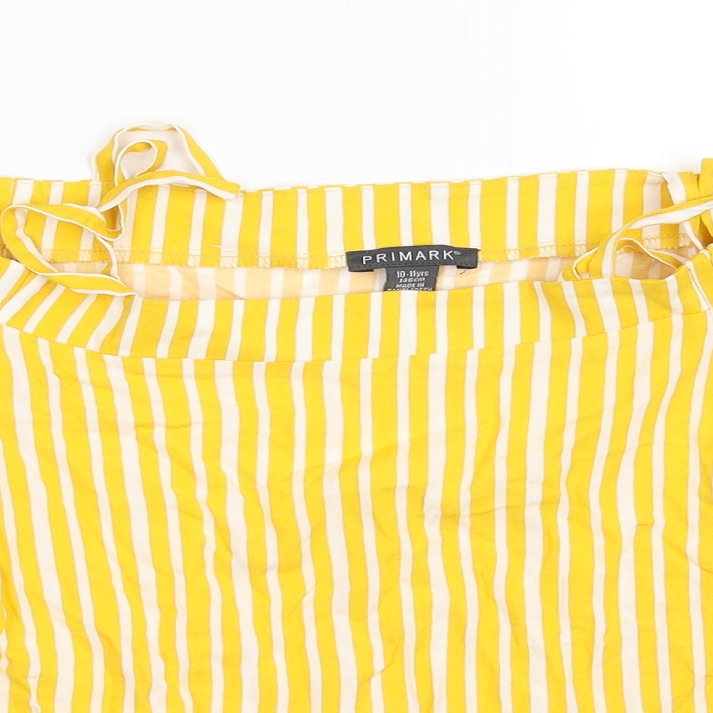 Primark Girls Yellow Striped  Basic Blouse Size 10-11 Years