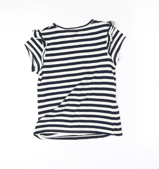 pre worn Girls Black Spotted  Basic T-Shirt Size 7 Years
