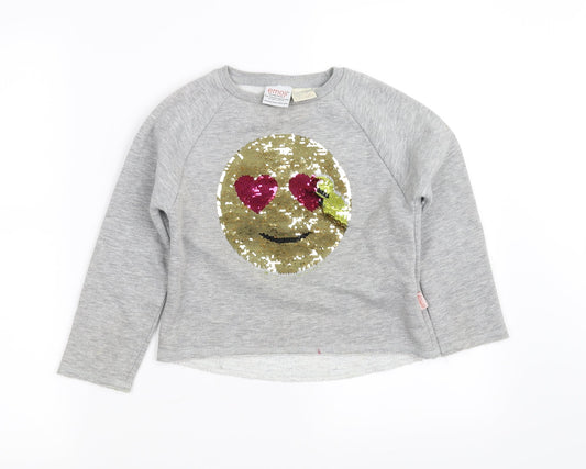 Emoji Girls Grey   Pullover Jumper Size 5 Years