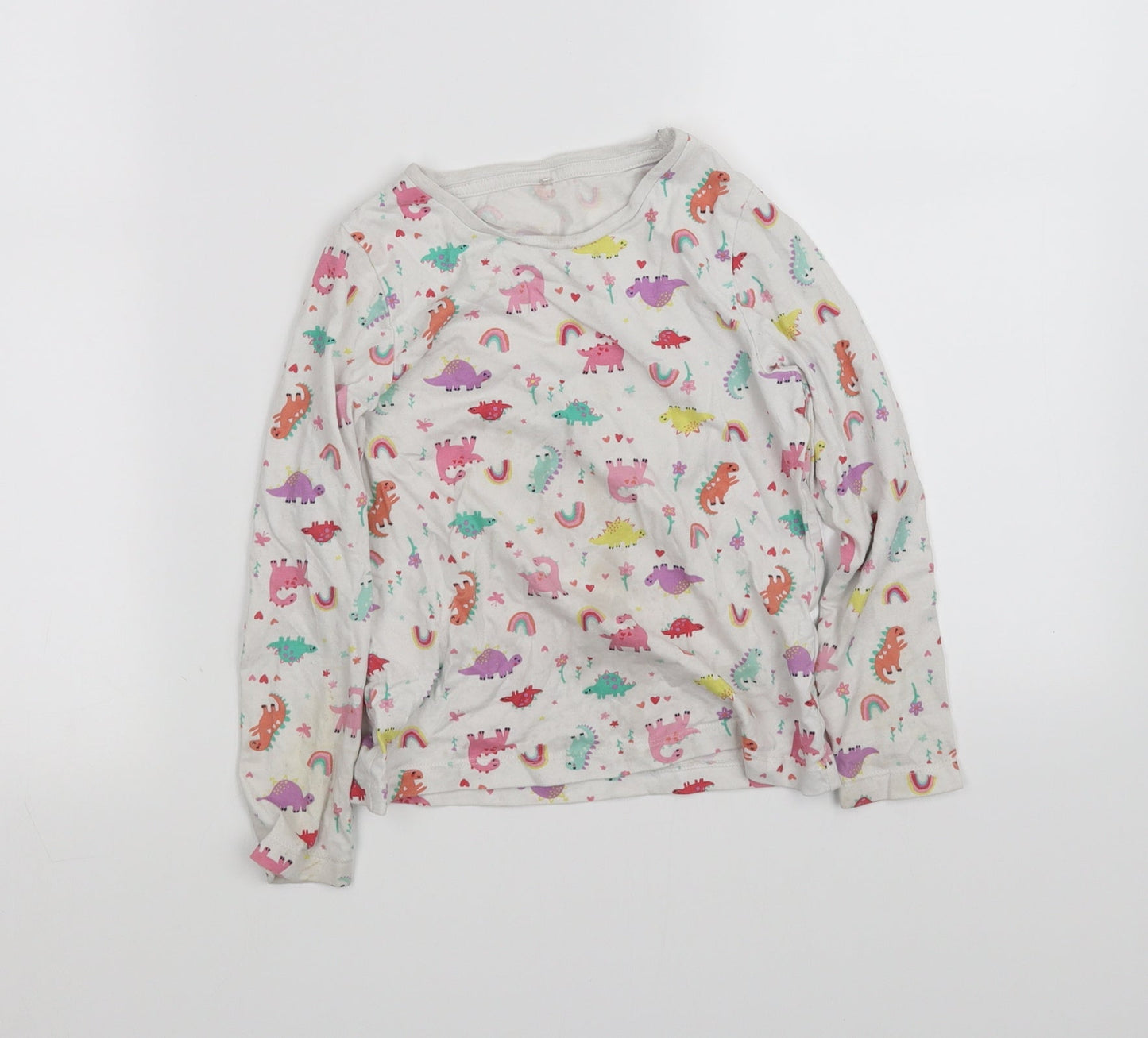 pre worn Girls White Solid  Top Pyjama Top Size 5-6 Years