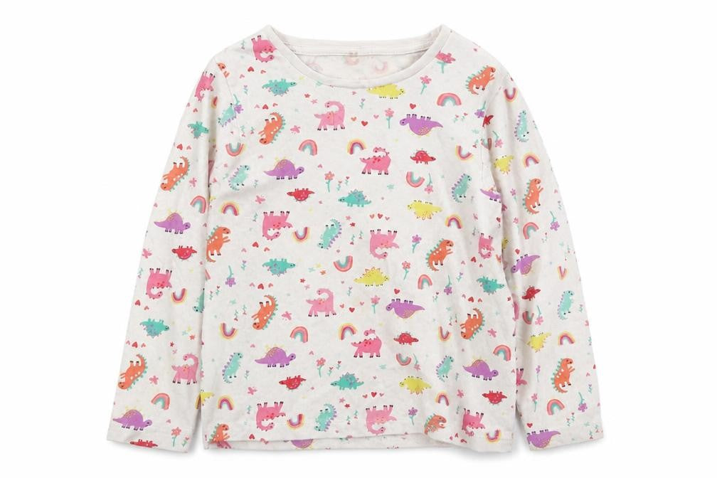 Front view of pre worn girls’ white solid top pyjama top, size 5-6, years