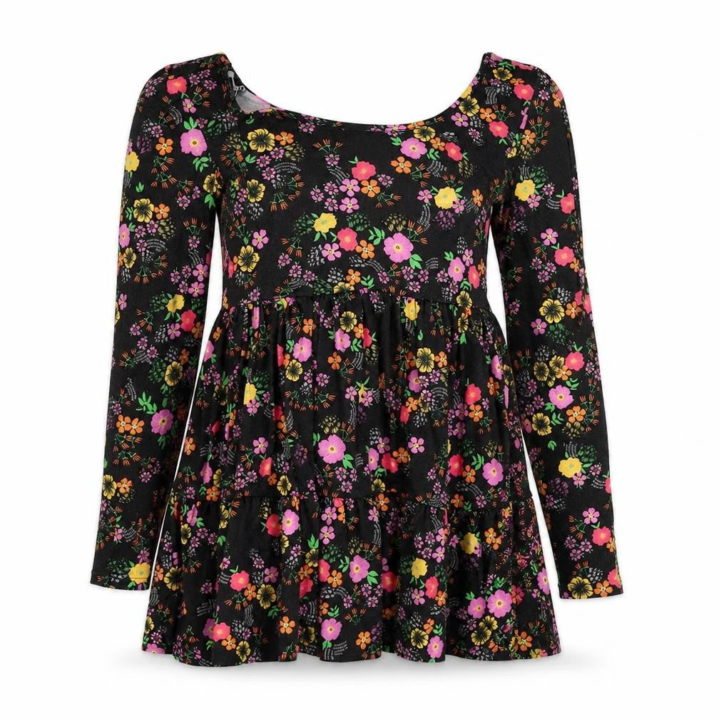 Front view of ASOS women’s black houndstooth basic blouse, size UK 6