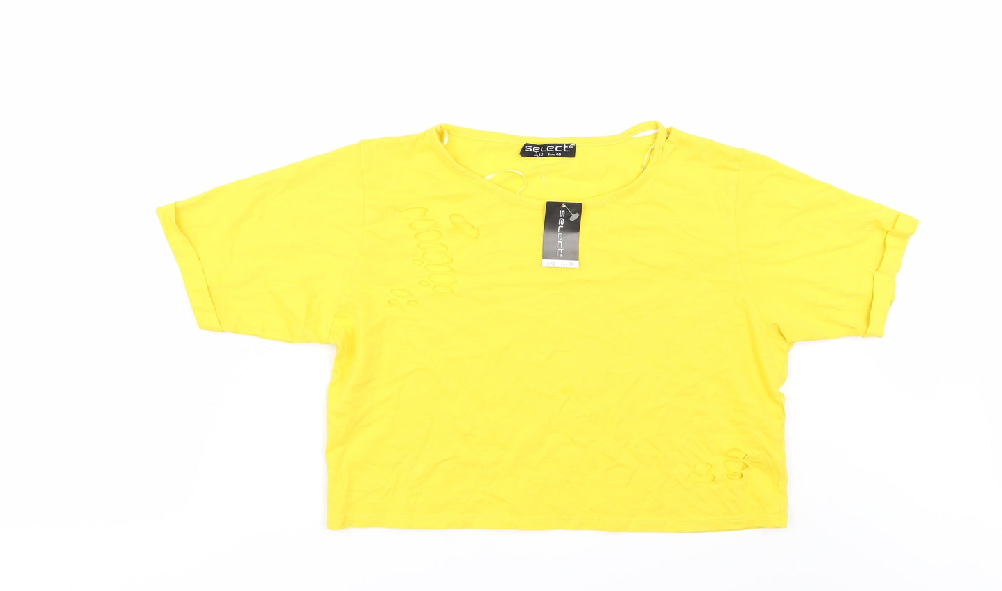 Select Womens Yellow   Basic T-Shirt Size 12