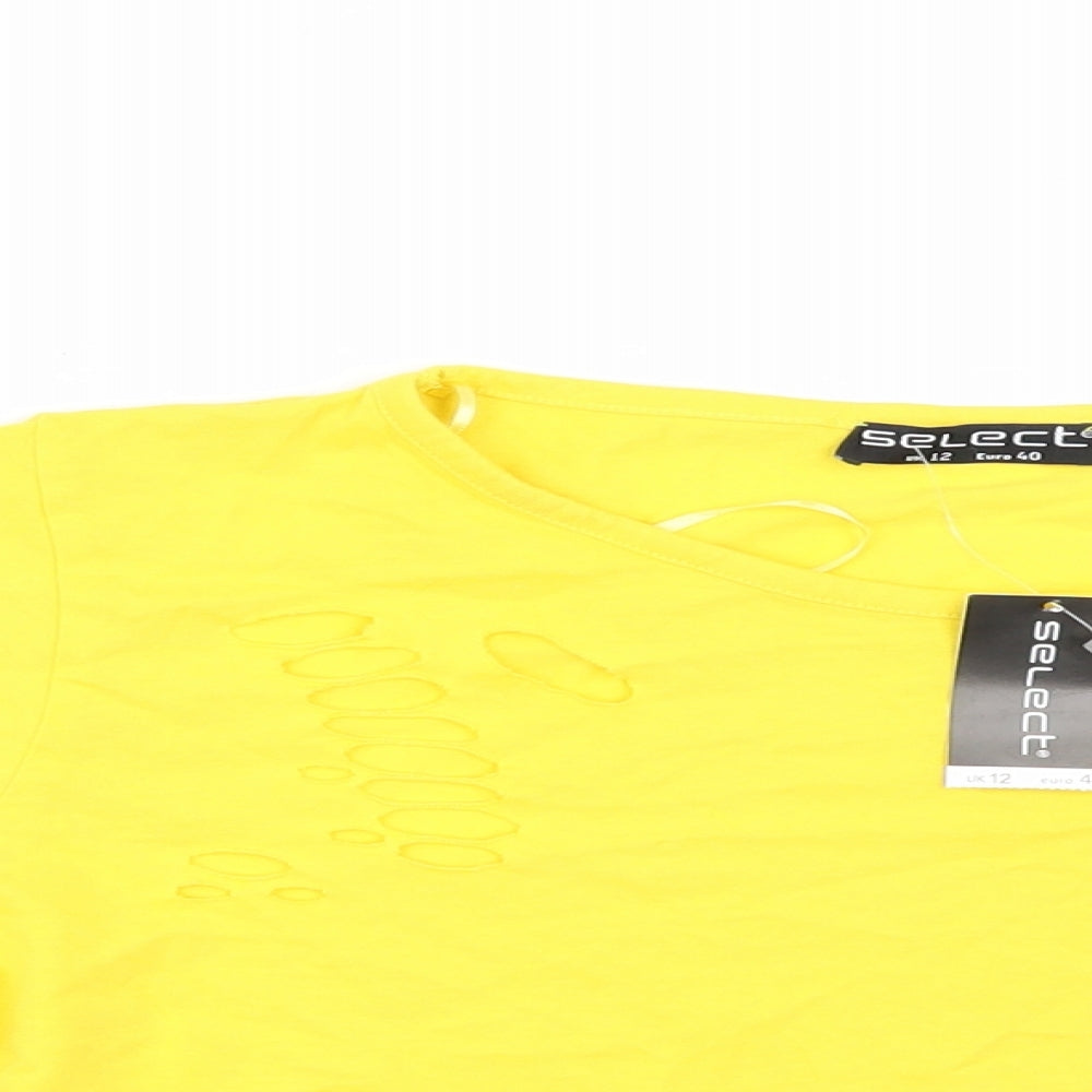 Select Womens Yellow   Basic T-Shirt Size 12