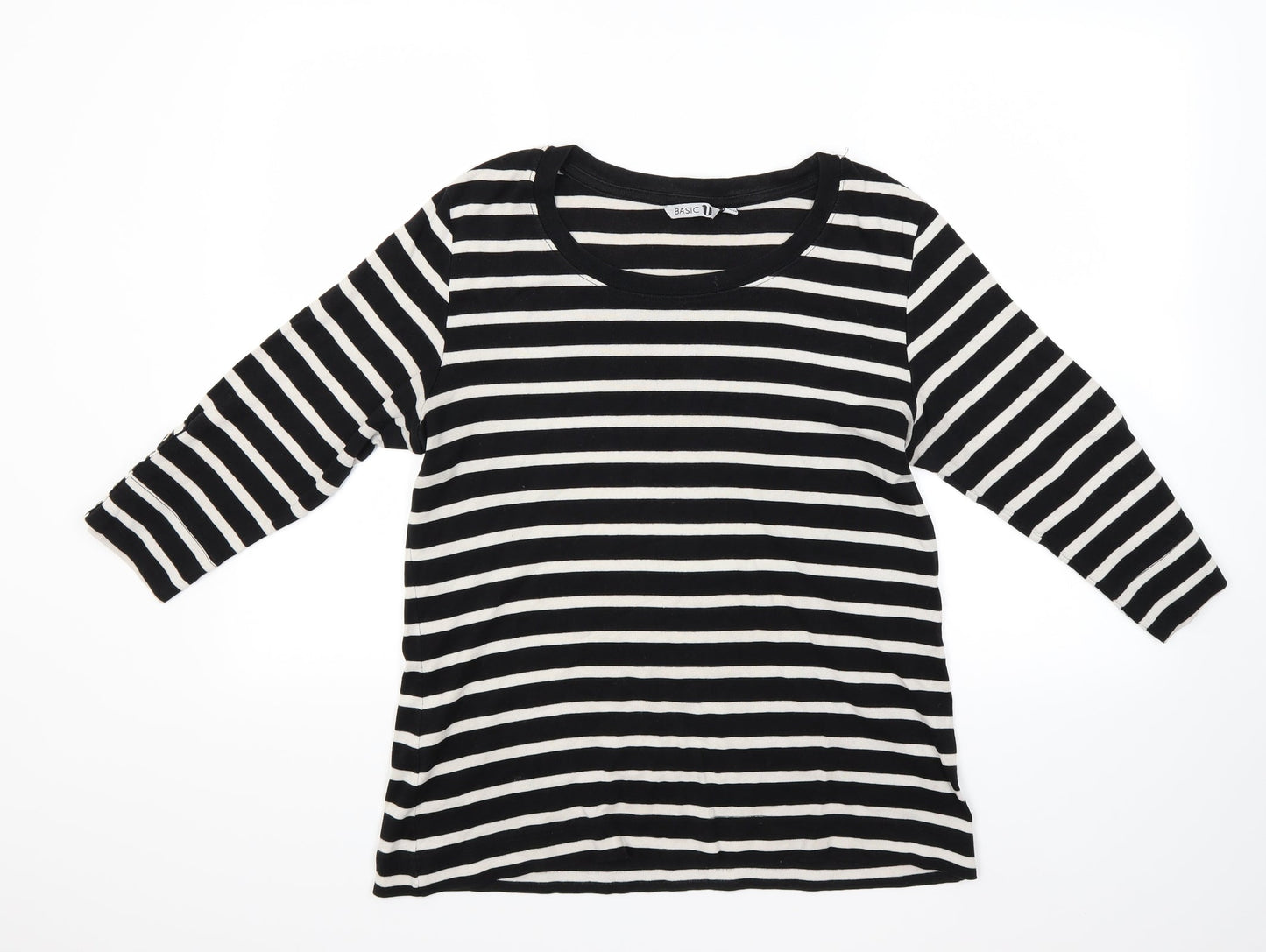 U Womens Black Striped  Pullover Jumper Size L