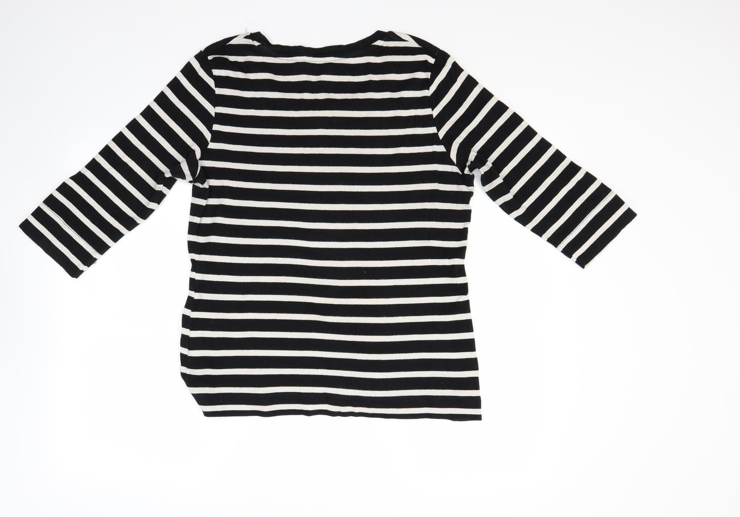 U Womens Black Striped  Pullover Jumper Size L
