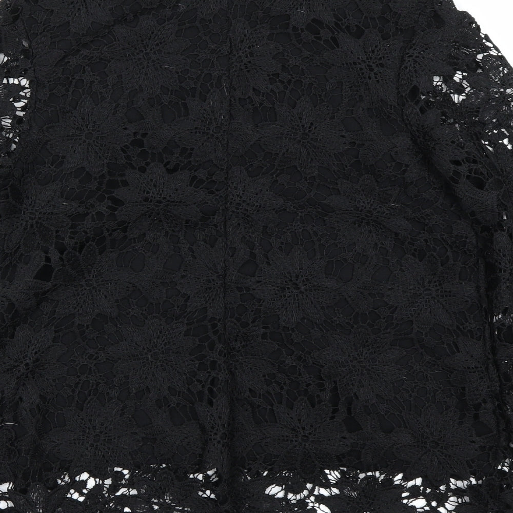 Papaya Womens Black Floral  Basic Blouse Size 8