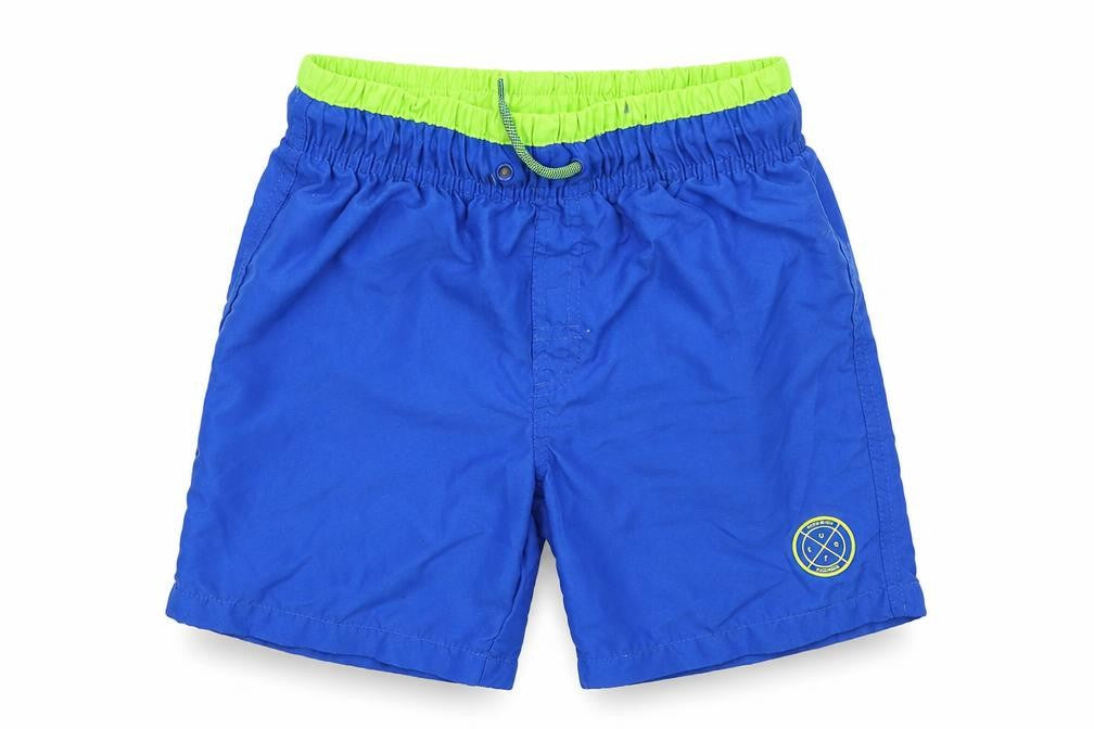 Front view of Rebel boys’ blue bermuda shorts, size 8-9, years