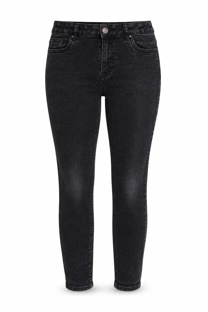 Front view of New Look women’s black denim skinny jeans, size UK 10, 27-inch leg