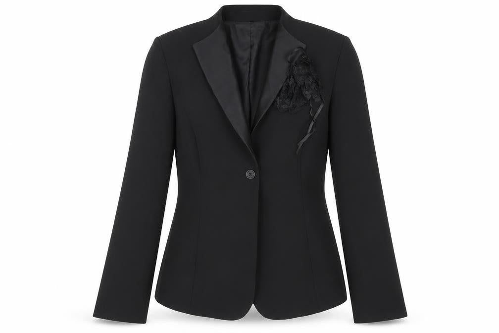 Front view of Per Una women’s black jacket suit jacket, size UK 10