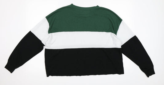 Hollister Womens Green Striped  Pullover Jumper Size L