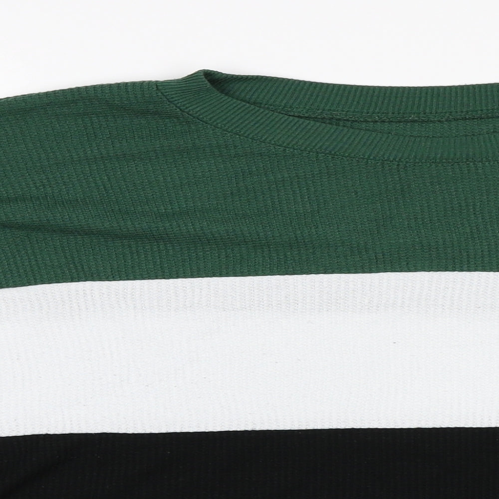 Hollister Womens Green Striped  Pullover Jumper Size L