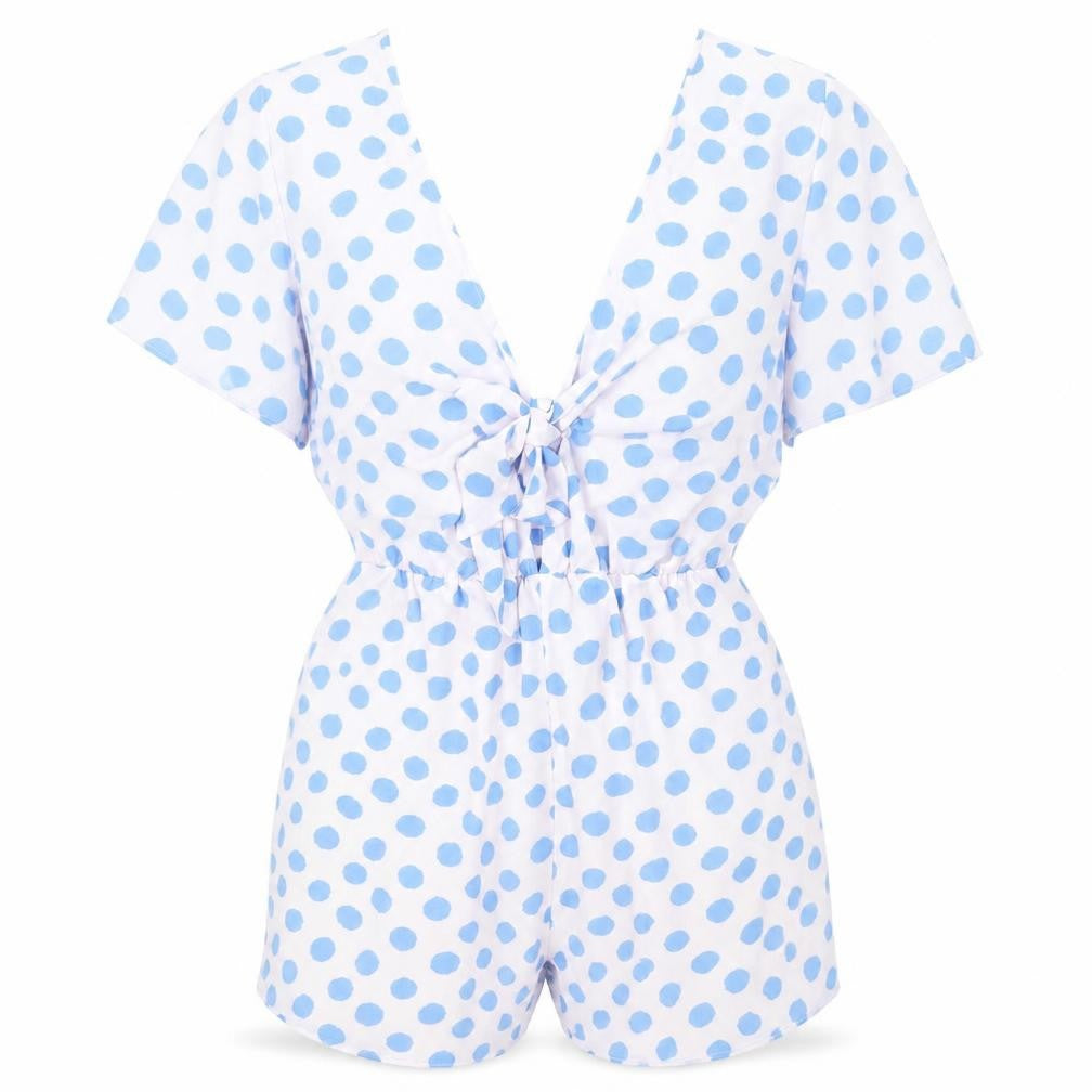 Front view of Glamorous women’s pink spotted jumpsuit one-piece, size UK 8