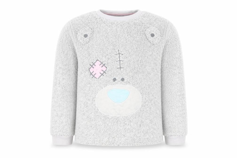 Front view of Me to you girls’ grey animal print top pyjama top, size 7-8, years