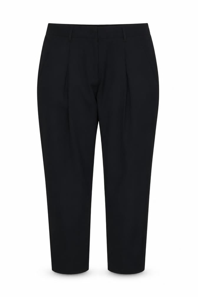 Front view of Marks & Spencer women’s black rayon trousers, size UK 12, 27-inch leg