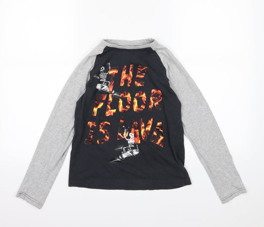 NEXT Boys Black  Jersey  Pyjama Top Size 11 Years  - the floor is lava