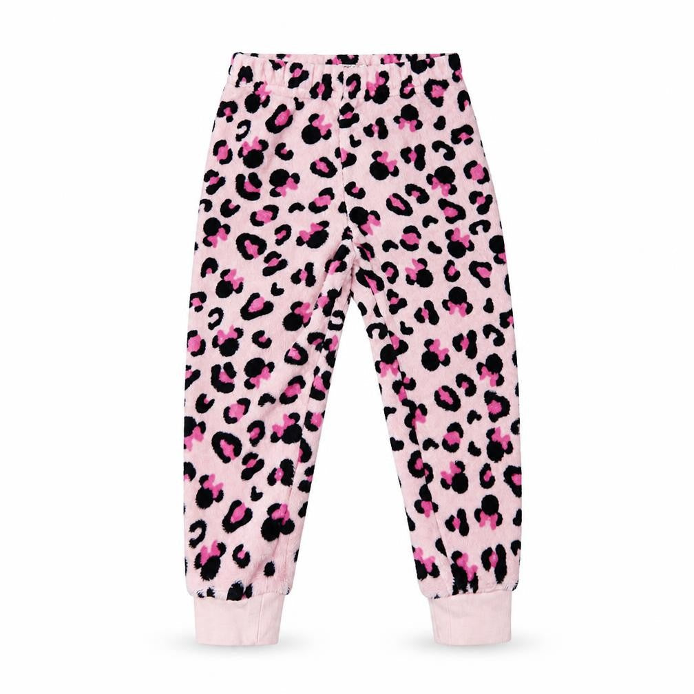 Front view of Disney girls’ pink solid pyjama pants, size 4, years - minnie mouse