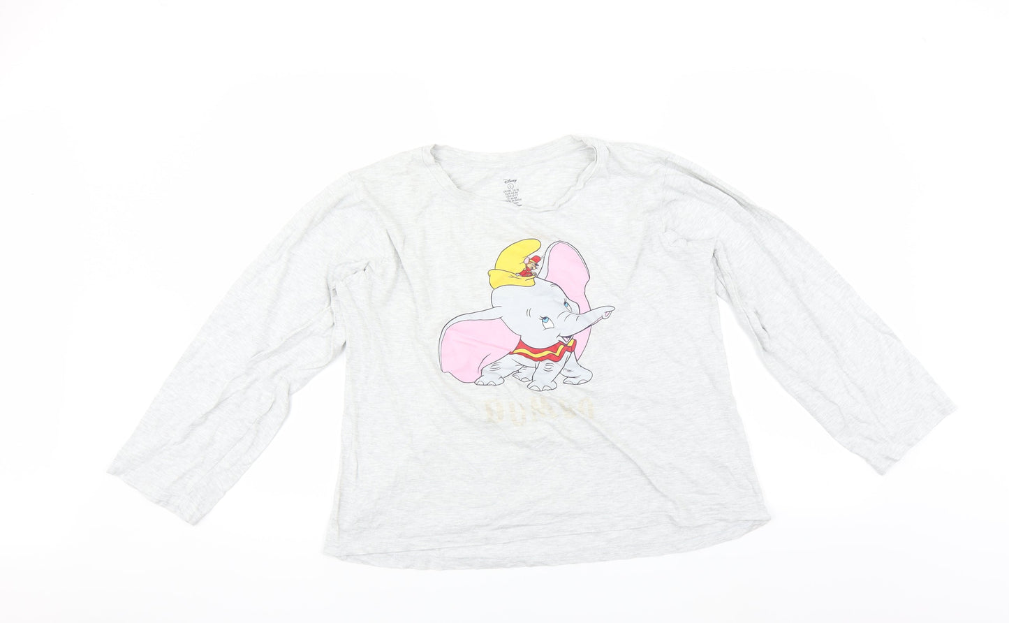 Disney Womens Grey Solid  Top Pyjama Top Size 14  - Dumbo