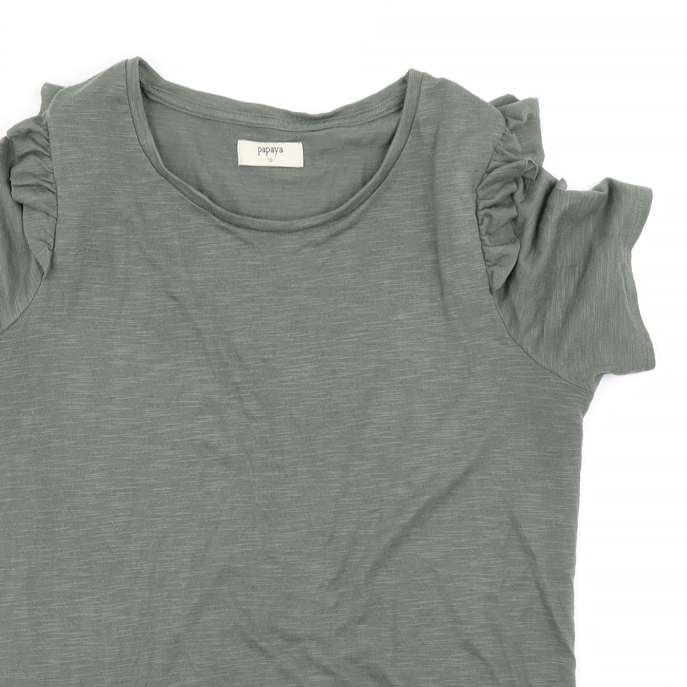 Papaya Womens Green   Basic T-Shirt Size 10