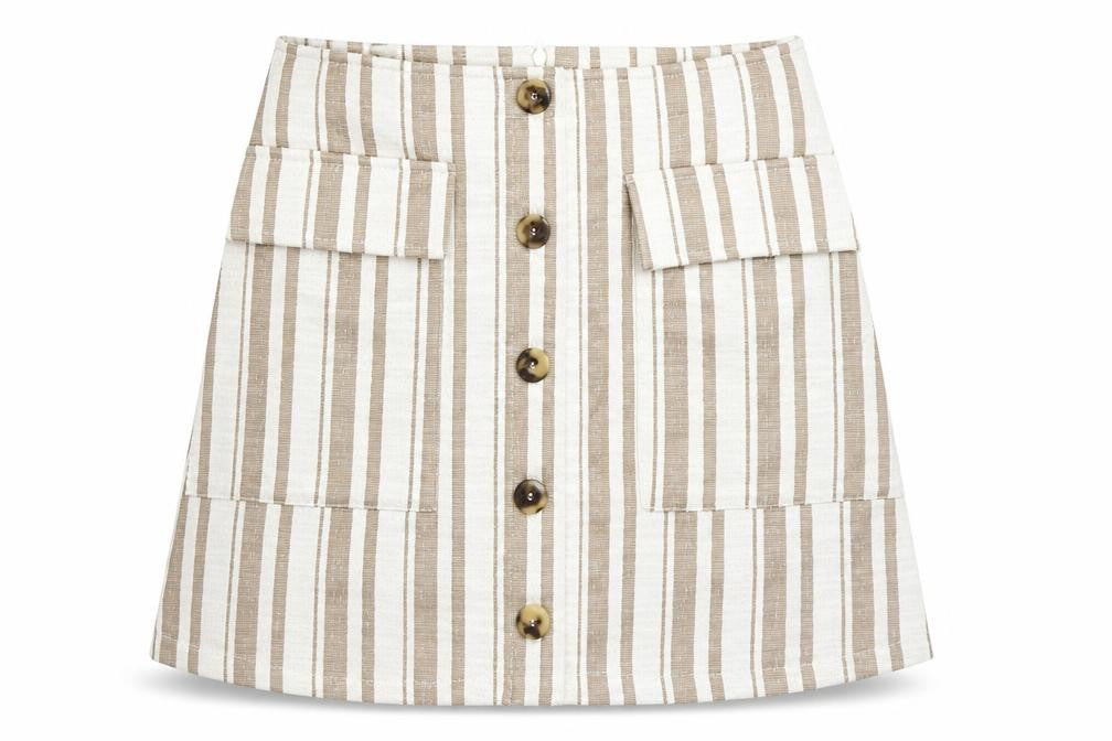 Front view of Mango women’s beige a-line skirt, size M