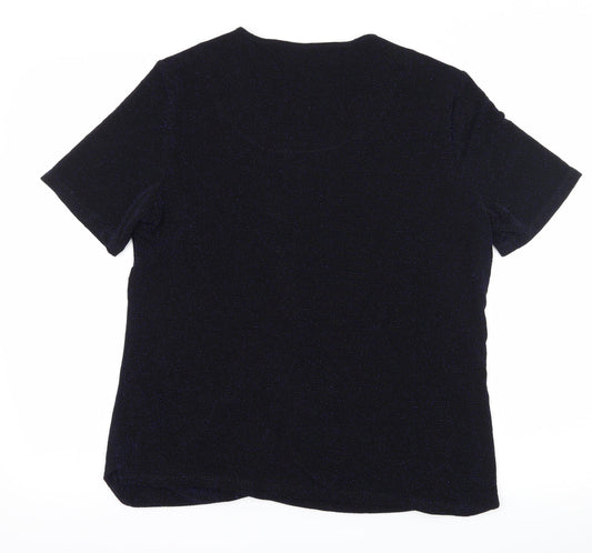 Anothology Womens Blue   Basic T-Shirt Size 16  - Blue Glitter