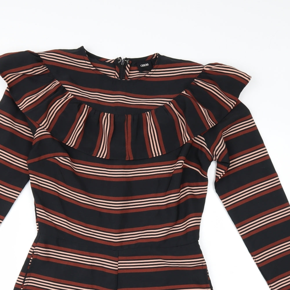 ASOS Womens Black Striped  Playsuit One-Piece Size 8
