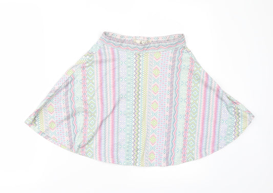 River Island Womens Multicoloured Geometric  Skater Skirt Size 6